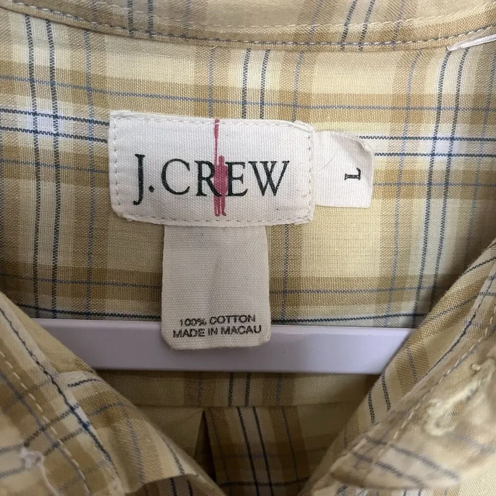 J. Crew Oarsman Plaid Button Up Shirt Vintage Cotton Mens Large Outdoor Prep